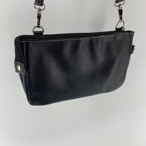 Kenneth Cole Reaction Black Small Crossbody Handbag Purse Vegan Leather Bag - Picture 3 of 9